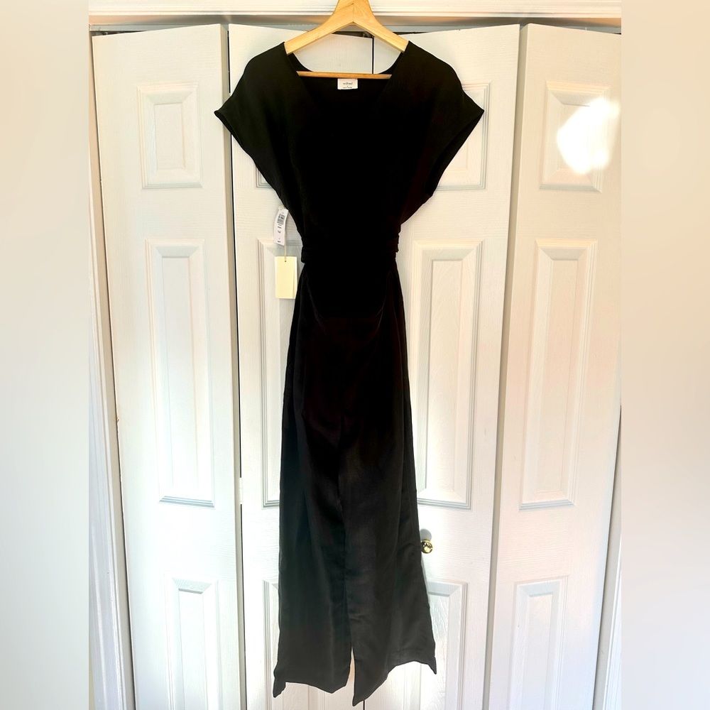 NWT Wilfred black crossover jumpsuit with cutout